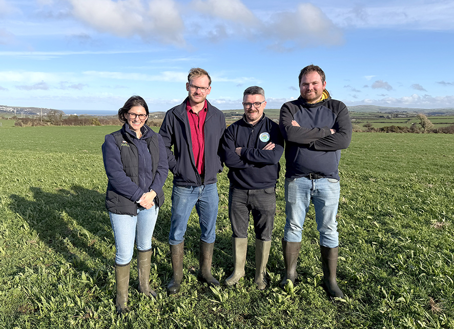 Pembrokeshire Creamery staff on farm with LENs Wales pilot dairy farmers